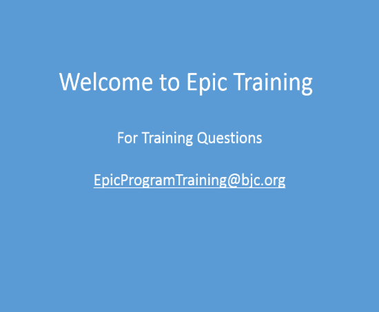 Epic1 Training